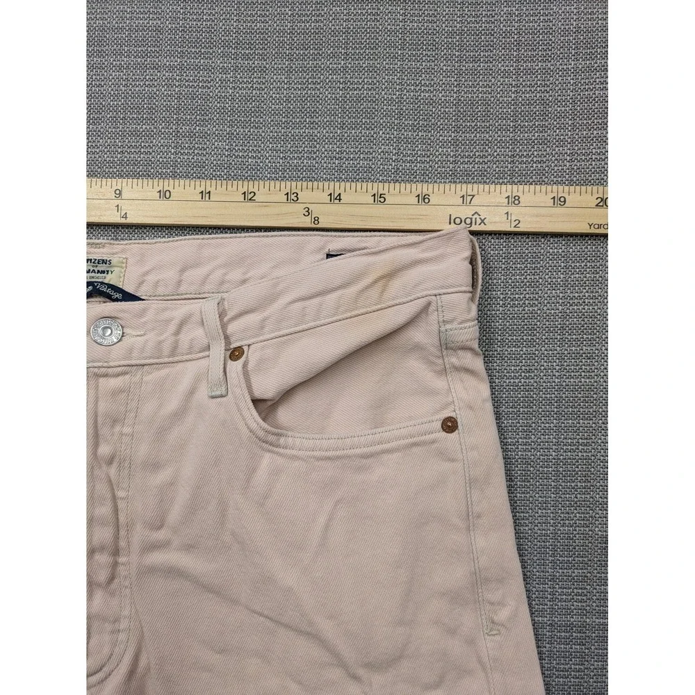 Citizens Of Humanity Parker Jeans Womens Pink Relaxed Cropped Raw Hem Button Fly